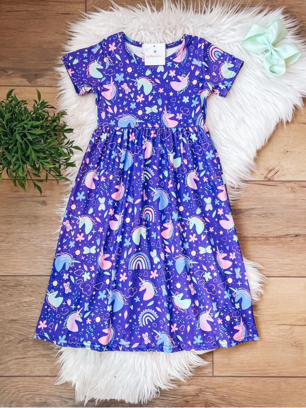 NEW Wellie Kate Unicorn Full Length Maxi Dress size 12-18 Months